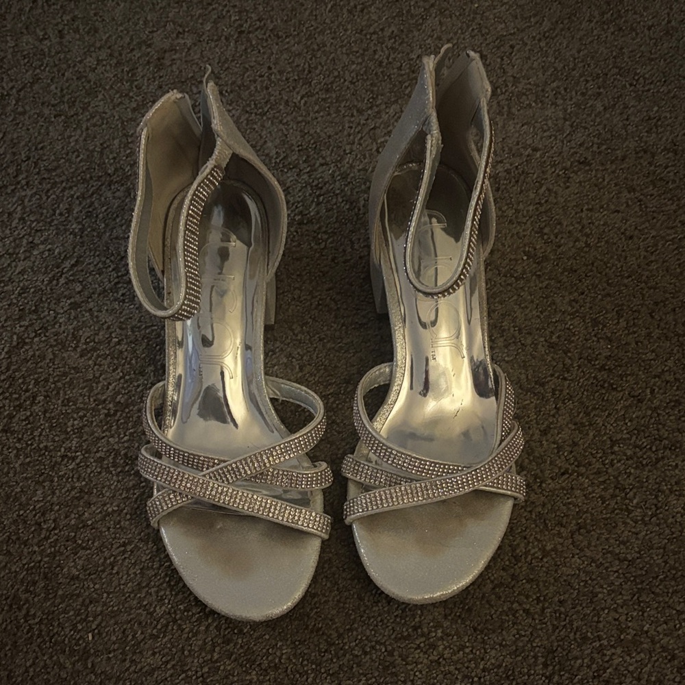 Sugar Silver Strappy Heels